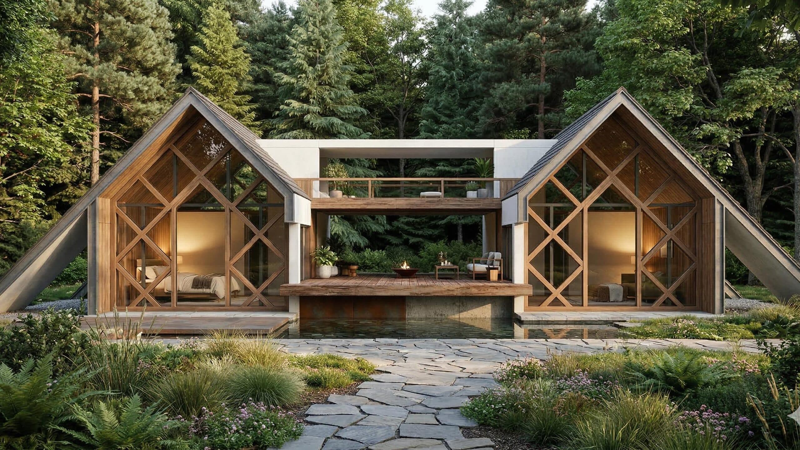 Forest retreat cottages by a natural pool